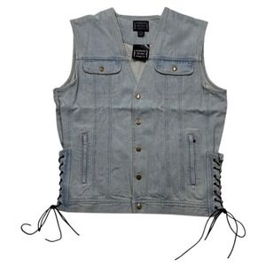Biker Denim Jean Vest Vintage Cut Mens XXL Biker Grunge Rocker Y2K Motorcycle
